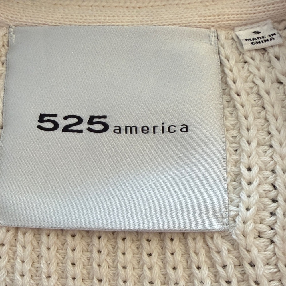 525 America Cream Cable Knit Puff Sleeve Short Cardigan - Picture 10 of 12